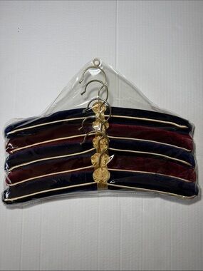 Vintage "Once Upon a Rose" Velvet Hangers Set of 5 - Navy & Burgundy